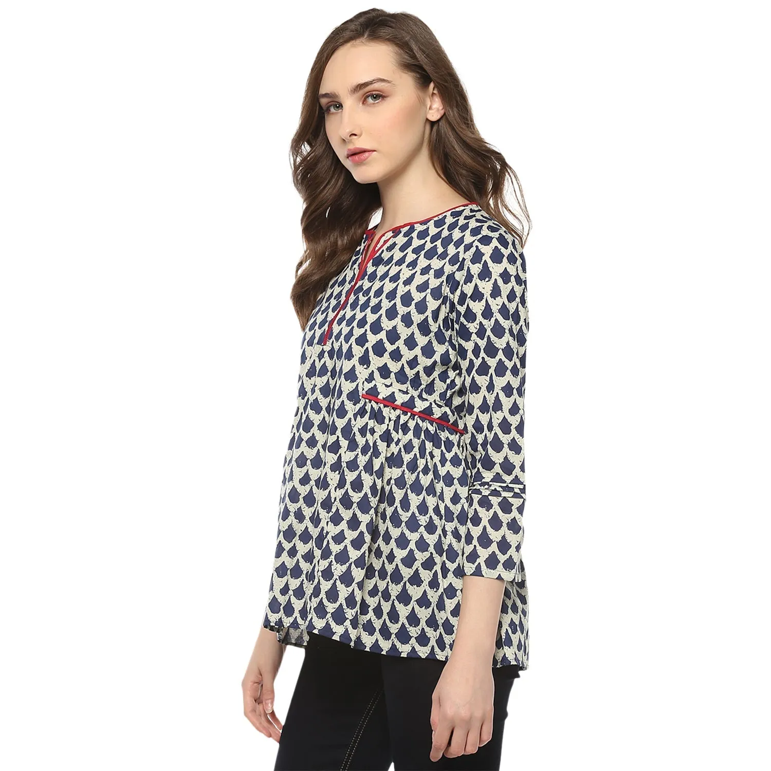 Jashvi Blue Printed  Top