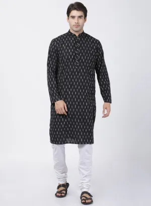 Jashvi Men's Black Pure Cotton Kurta and Pyjama Set