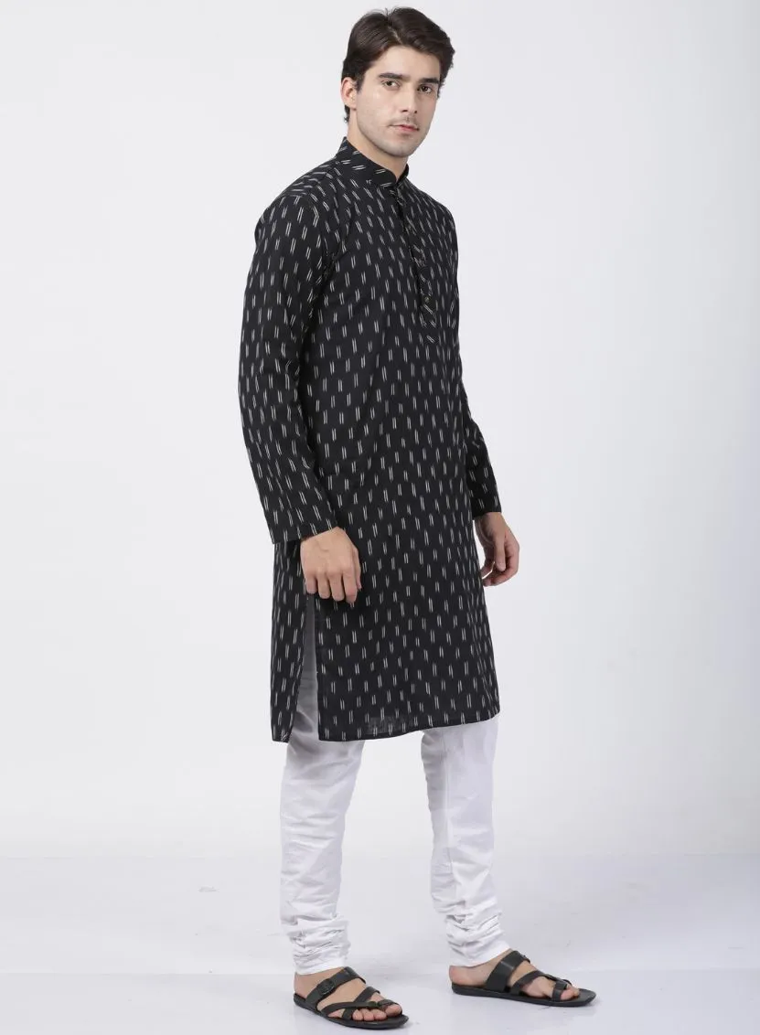 Jashvi Men's Black Pure Cotton Kurta and Pyjama Set