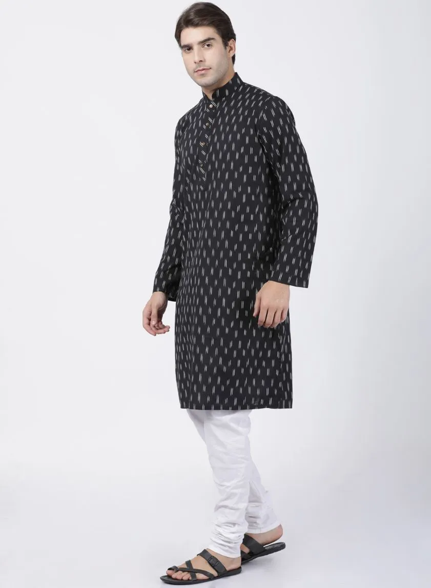 Jashvi Men's Black Pure Cotton Kurta and Pyjama Set