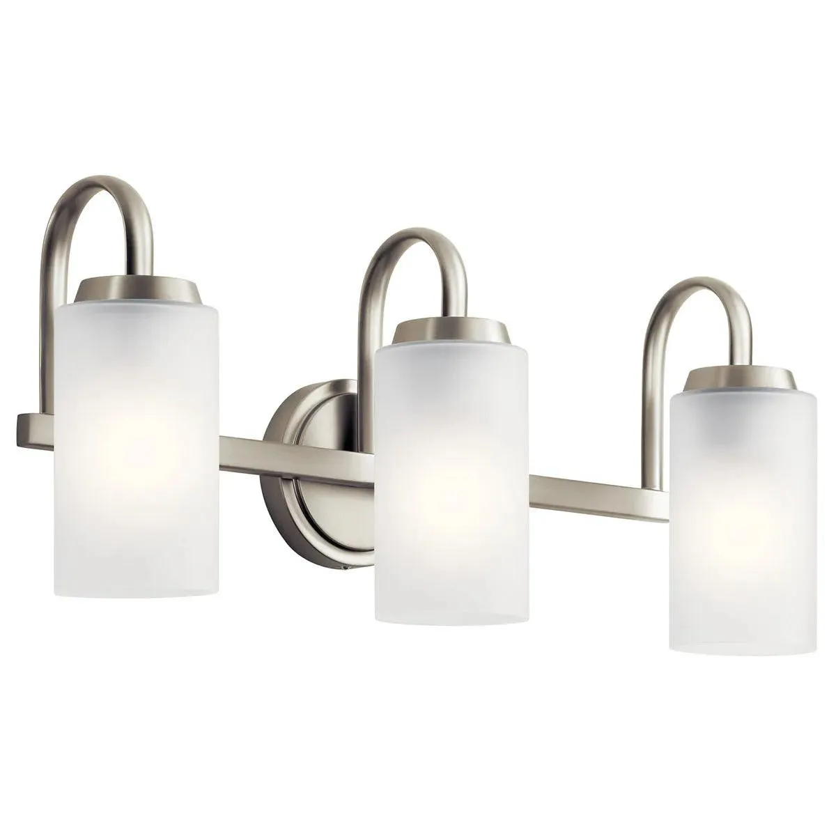 Kennewick 23 In 3-Lights Bathroom Vanity Light With Clear Satin Etched Glass, Brushed Nickel Finish