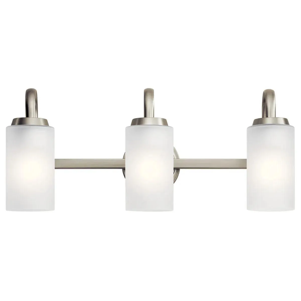 Kennewick 23 In 3-Lights Bathroom Vanity Light With Clear Satin Etched Glass, Brushed Nickel Finish