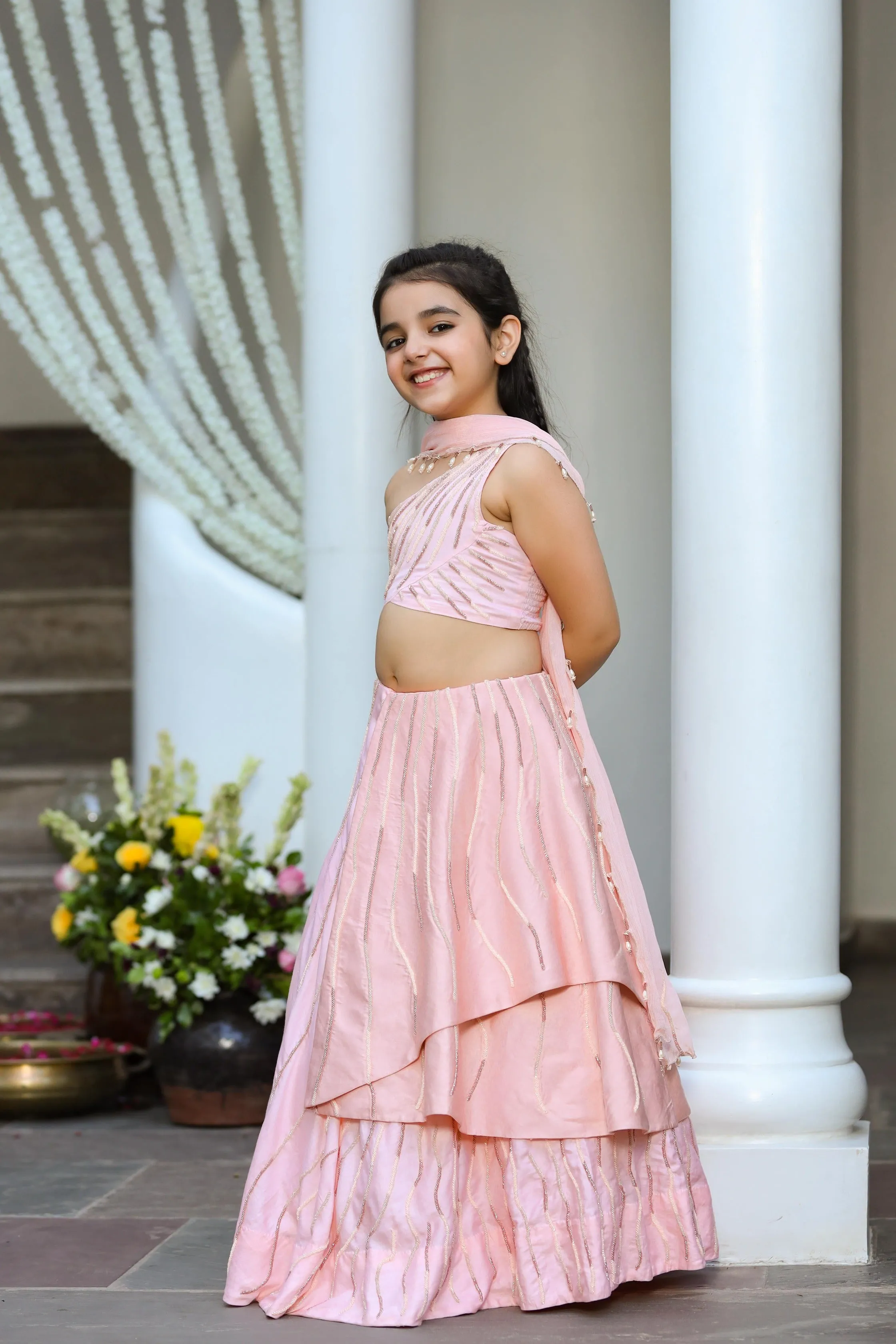 Khwabeeda- Embroidered Three-Piece Lehenga Set For Girls