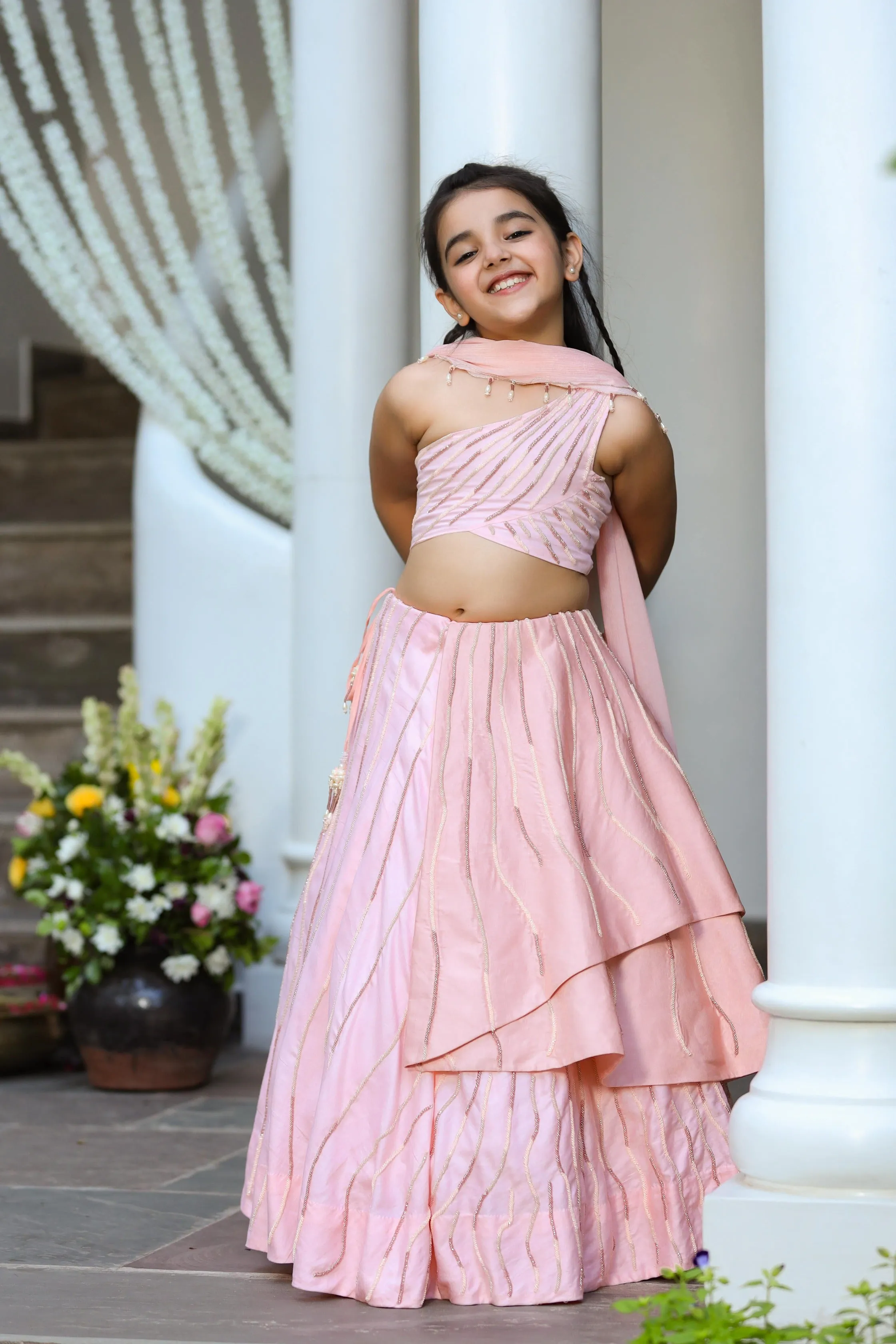 Khwabeeda- Embroidered Three-Piece Lehenga Set For Girls