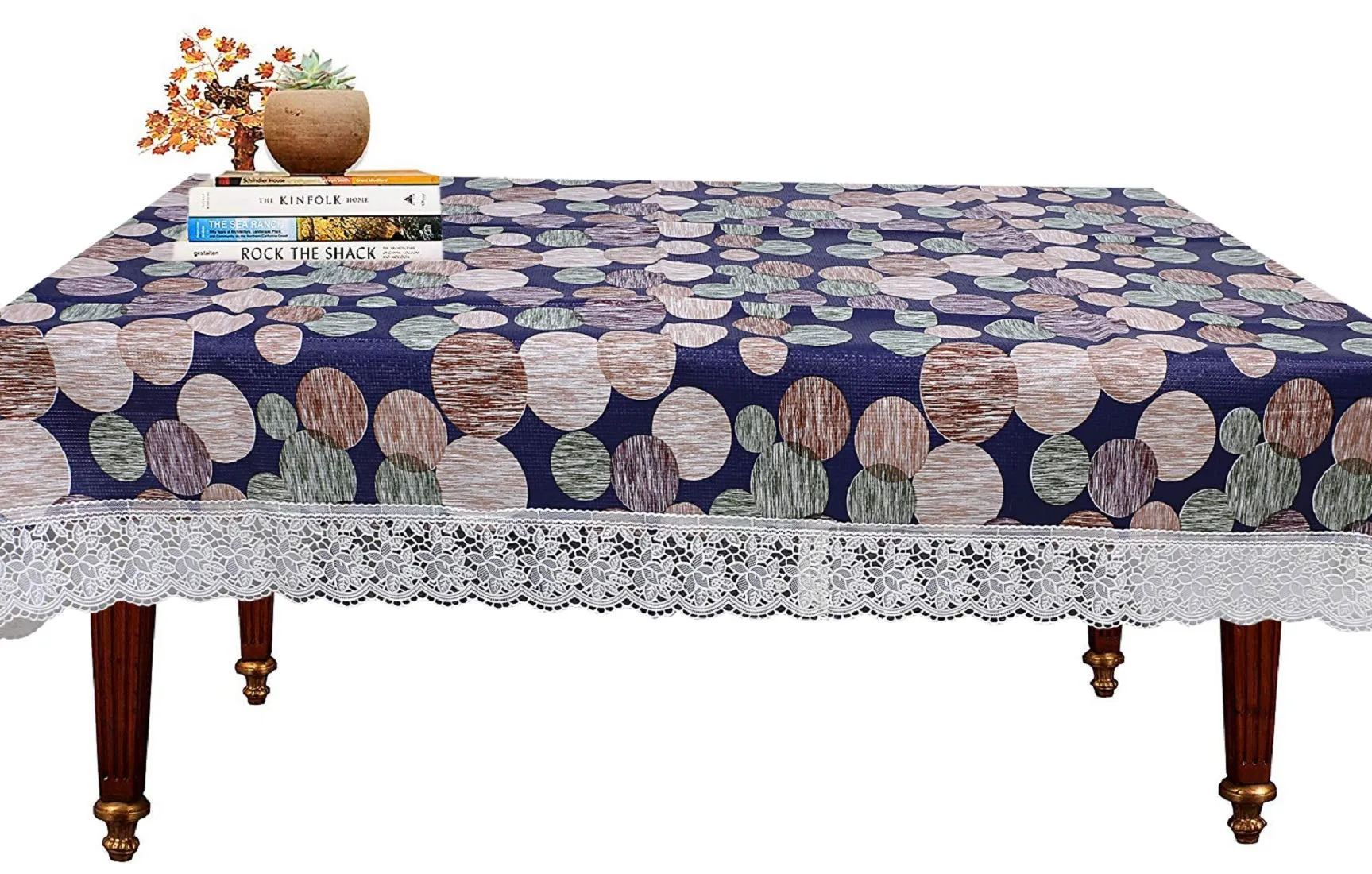 Kuber Industries Heart Design PVC 4 Seater Centre Table Cover - Blue (CTKTC05163)