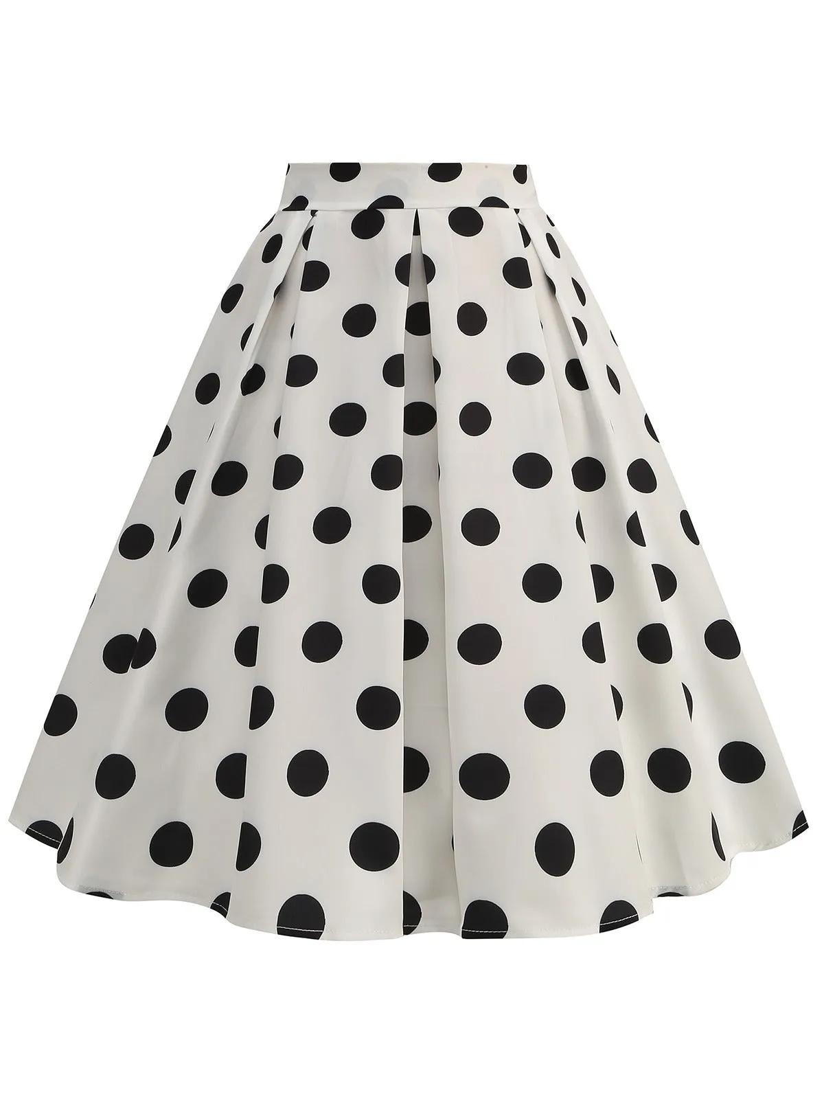 Latest 1950s Polka Dots Solid Zipper Skirt