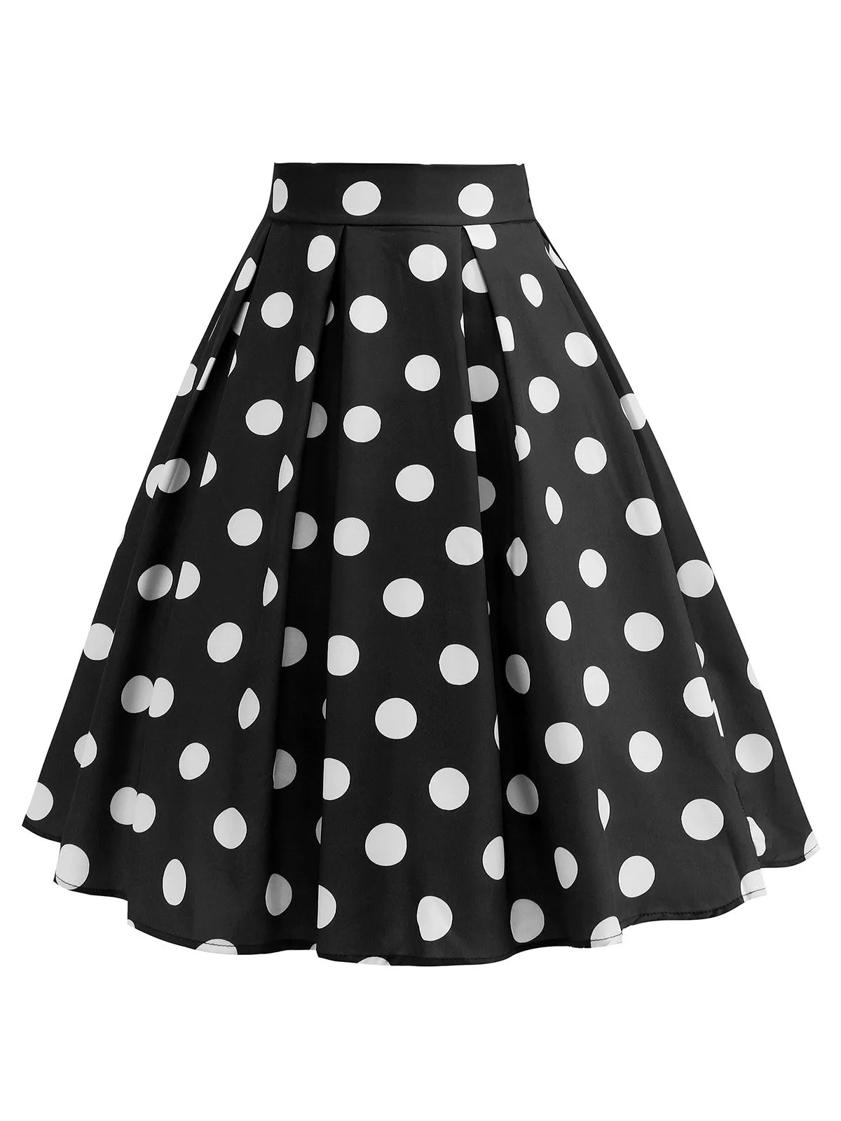 Latest 1950s Polka Dots Solid Zipper Skirt