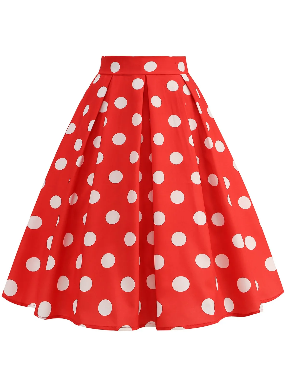 Latest 1950s Polka Dots Solid Zipper Skirt