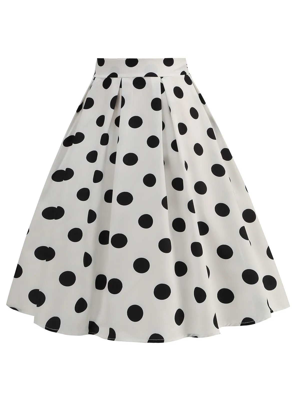 Latest 1950s Polka Dots Solid Zipper Skirt