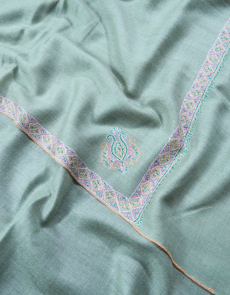 Light Green Embroidery Pashmina Shawl 7293