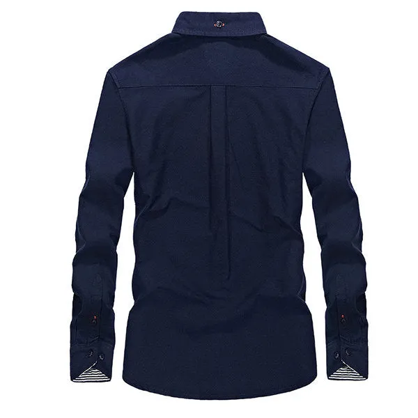 Long Sleeve Cargo Shirts for Men Casual Cotton Breathable Chest Pocket