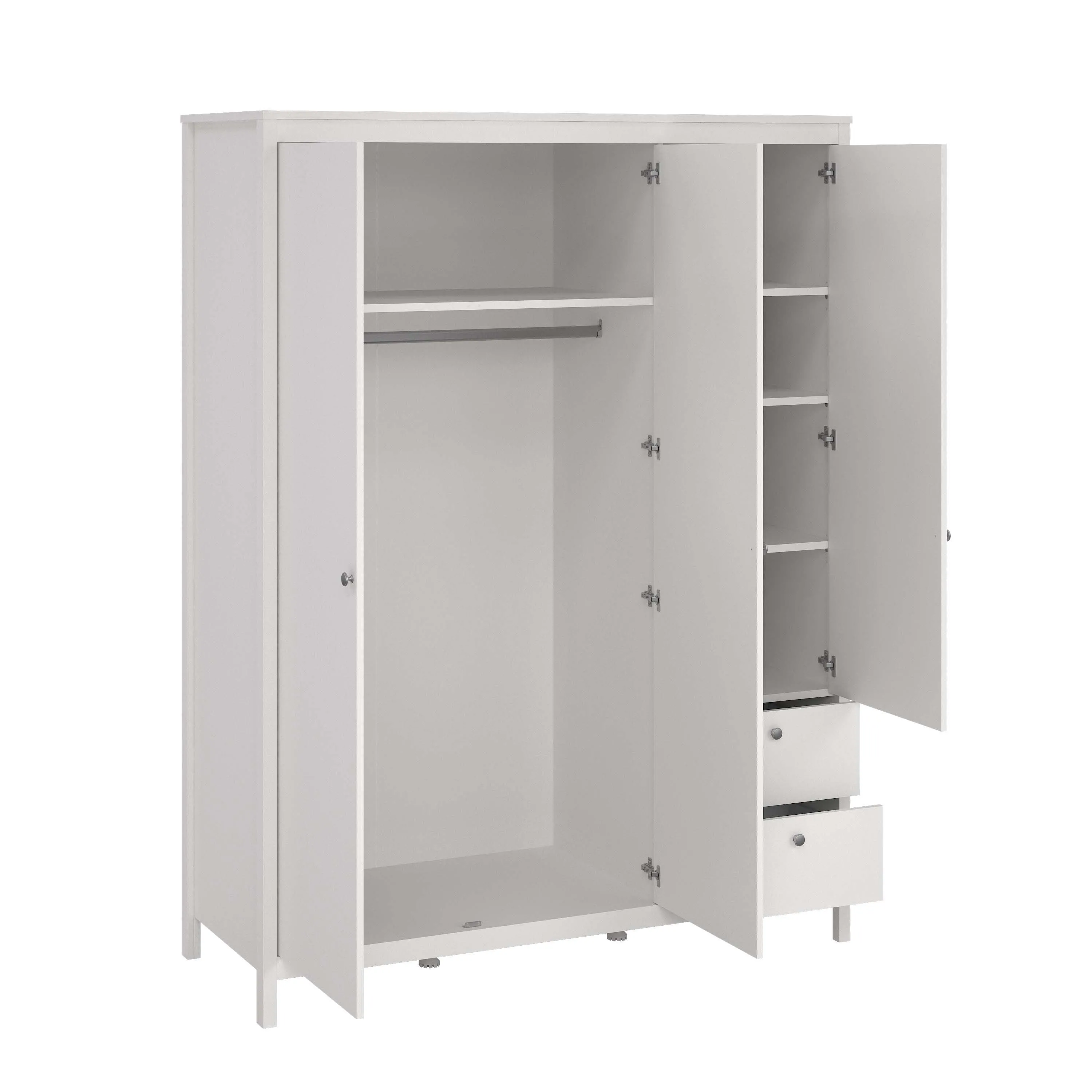 Madrid Wardrobe with 2 plain doors 1 mirror door and 2 drawers - White