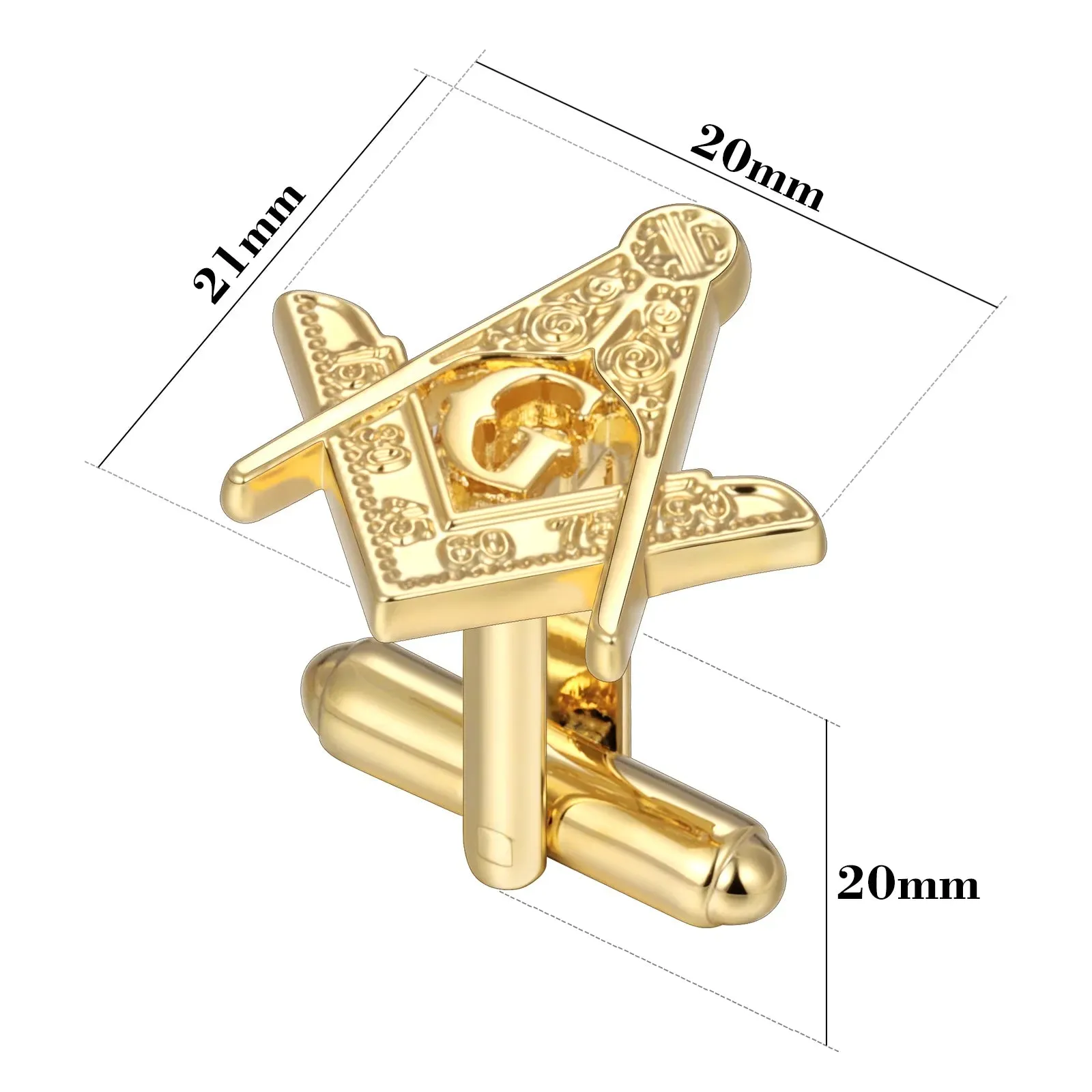 Master Mason Blue Lodge Accessories Set - Gold Cuff Links & Tie Clip