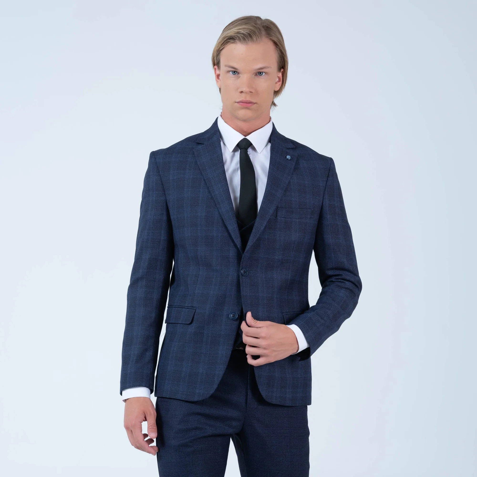 MEHMENT EMIN TEKE/TEKE IN,PLAID-2BDBU-DRESSY SUITS-511-NAVY