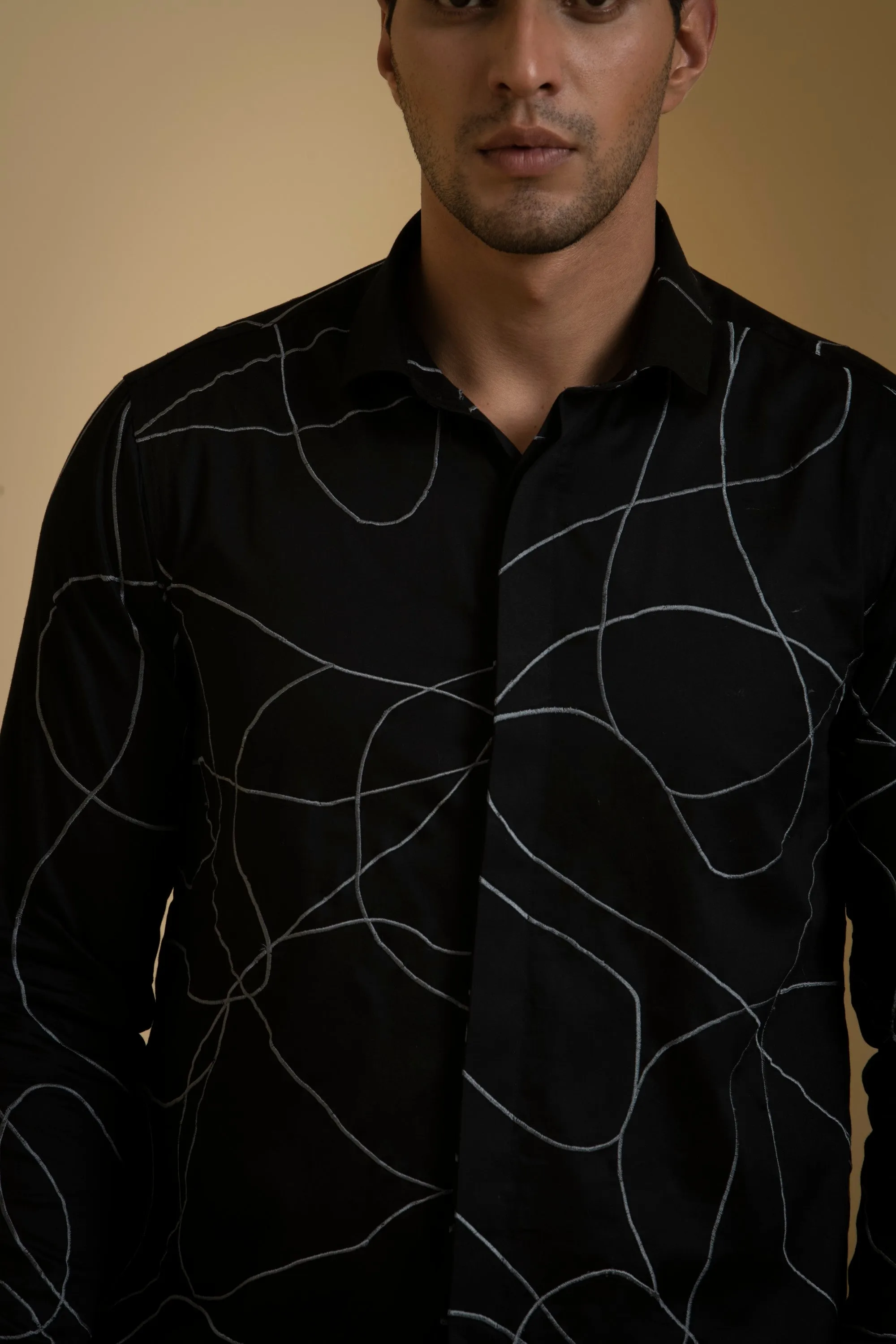 Men's Black Color Grayab Full Sleeves Shirt - Hilo Design