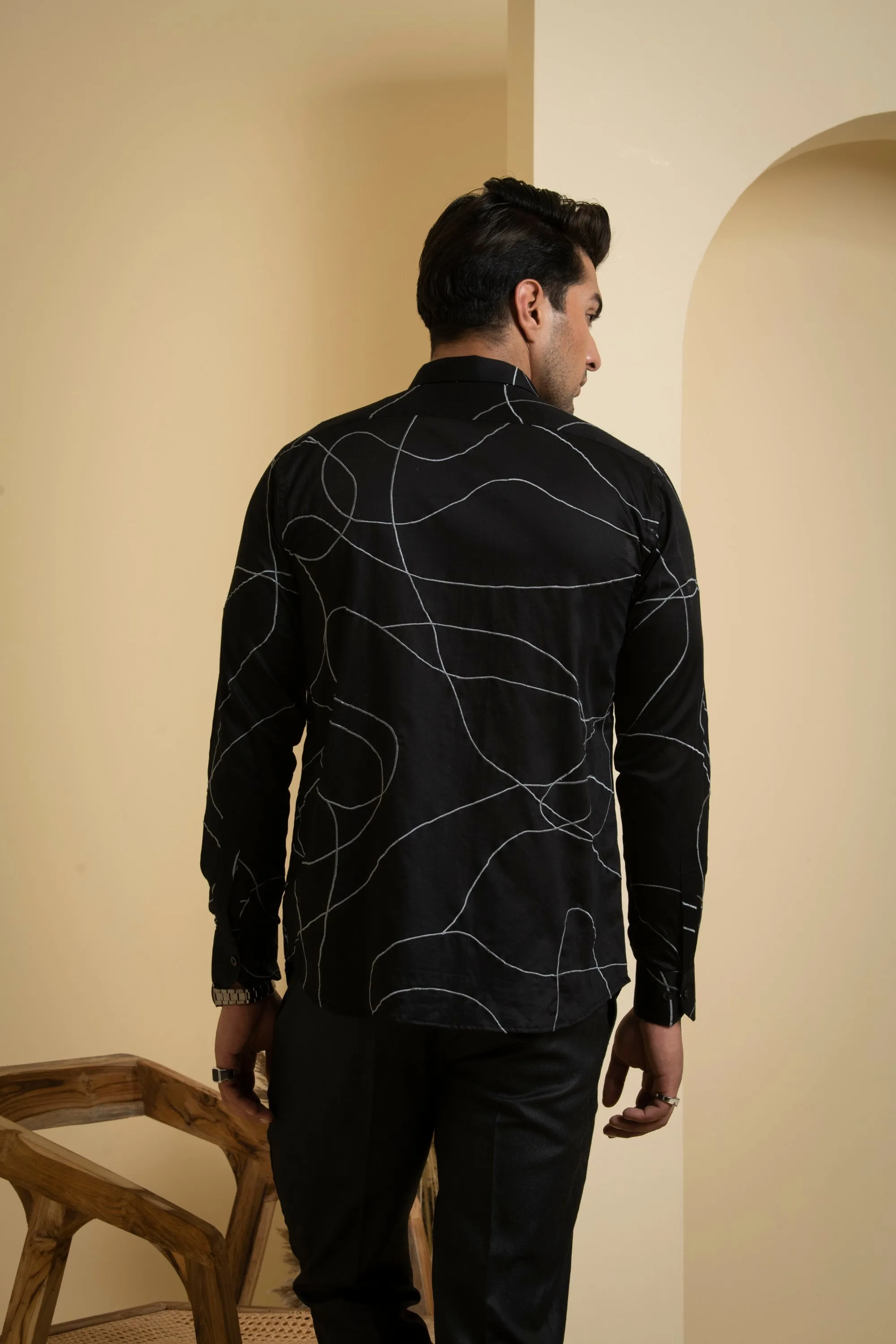 Men's Black Color Grayab Full Sleeves Shirt - Hilo Design