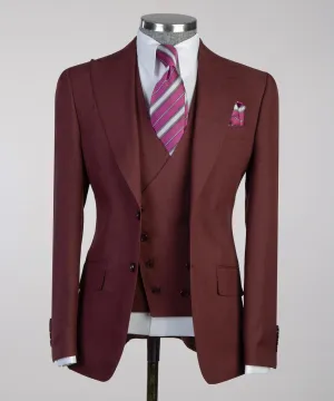 Men’s Classic 3-piece Maroon Suit