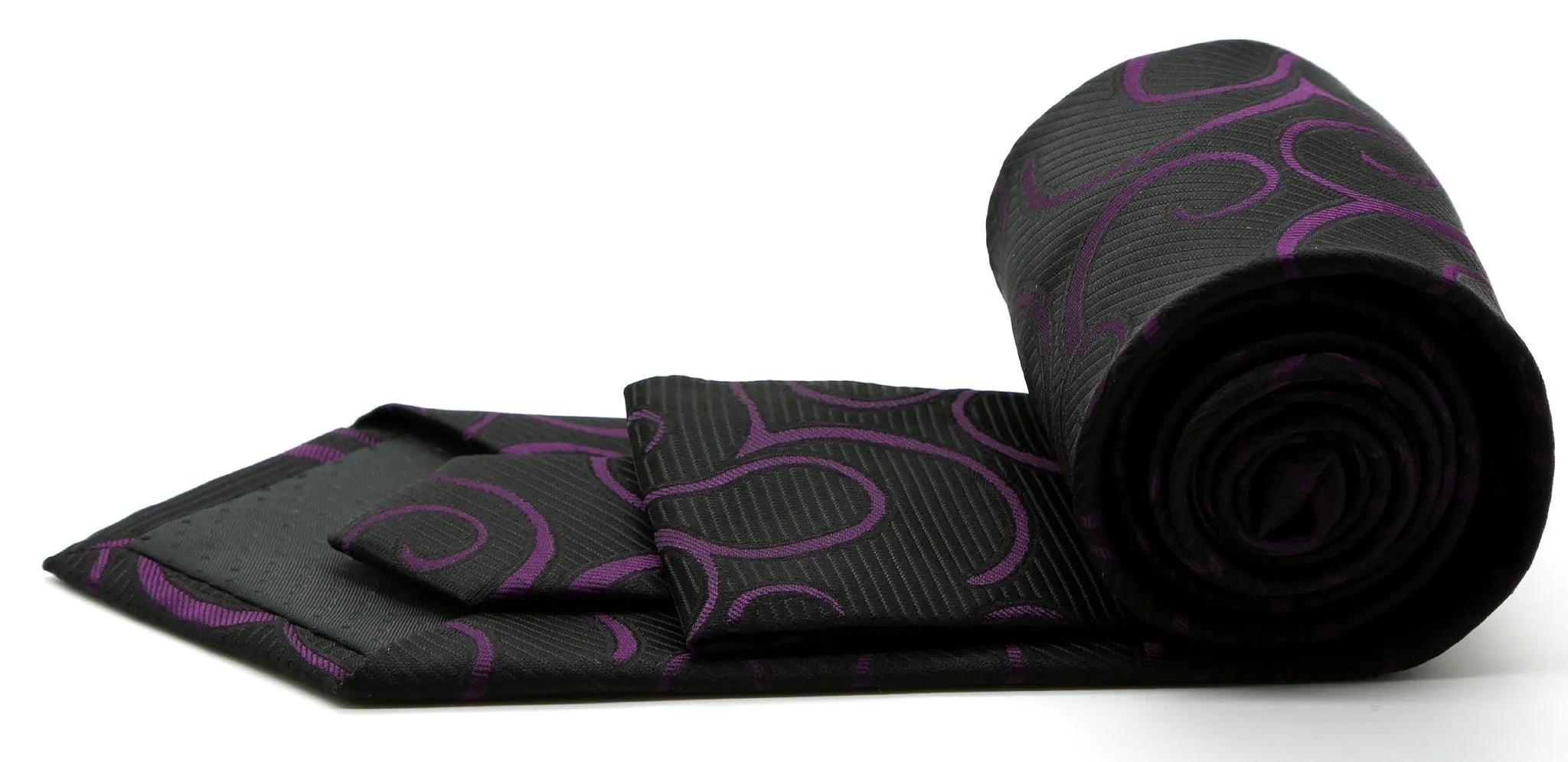 Mens Dads Classic Purple Paisley Pattern Business Casual Necktie & Hanky Set O-6