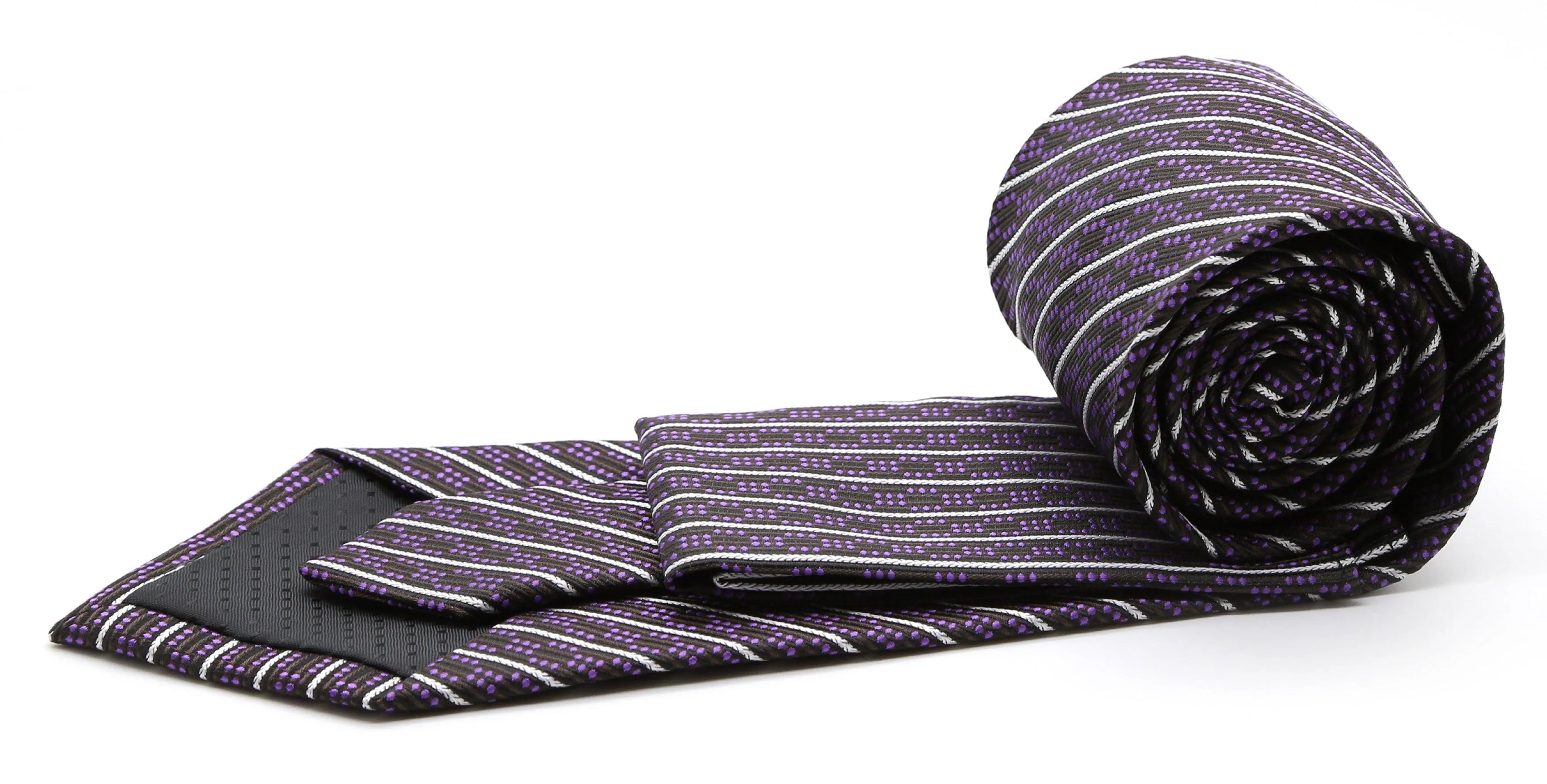 Mens Dads Classic Purple Striped Pattern Business Casual Necktie & Hanky Set C-5