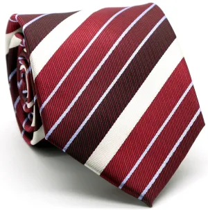 Mens Dads Classic Red Striped Pattern Business Casual Necktie & Hanky Set EO-7