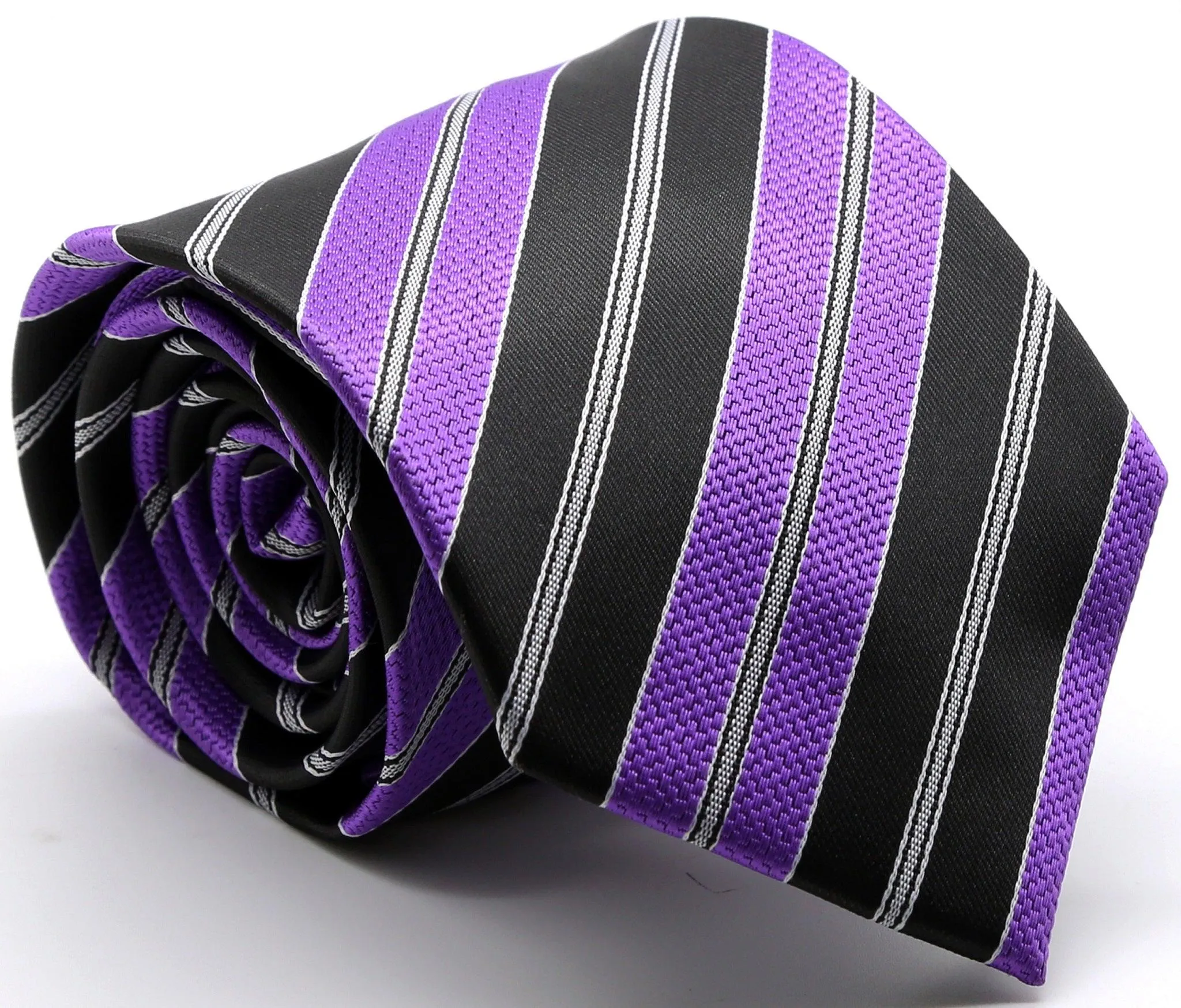 Mens Dads Classic Striped Pattern Business Casual Necktie & Hanky Set F