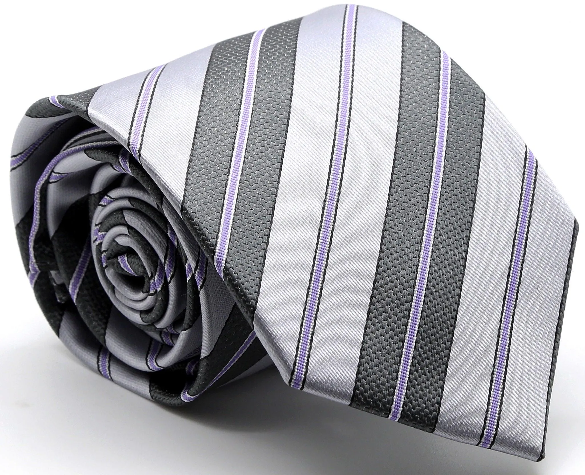 Mens Dads Classic Striped Pattern Business Casual Necktie & Hanky Set F