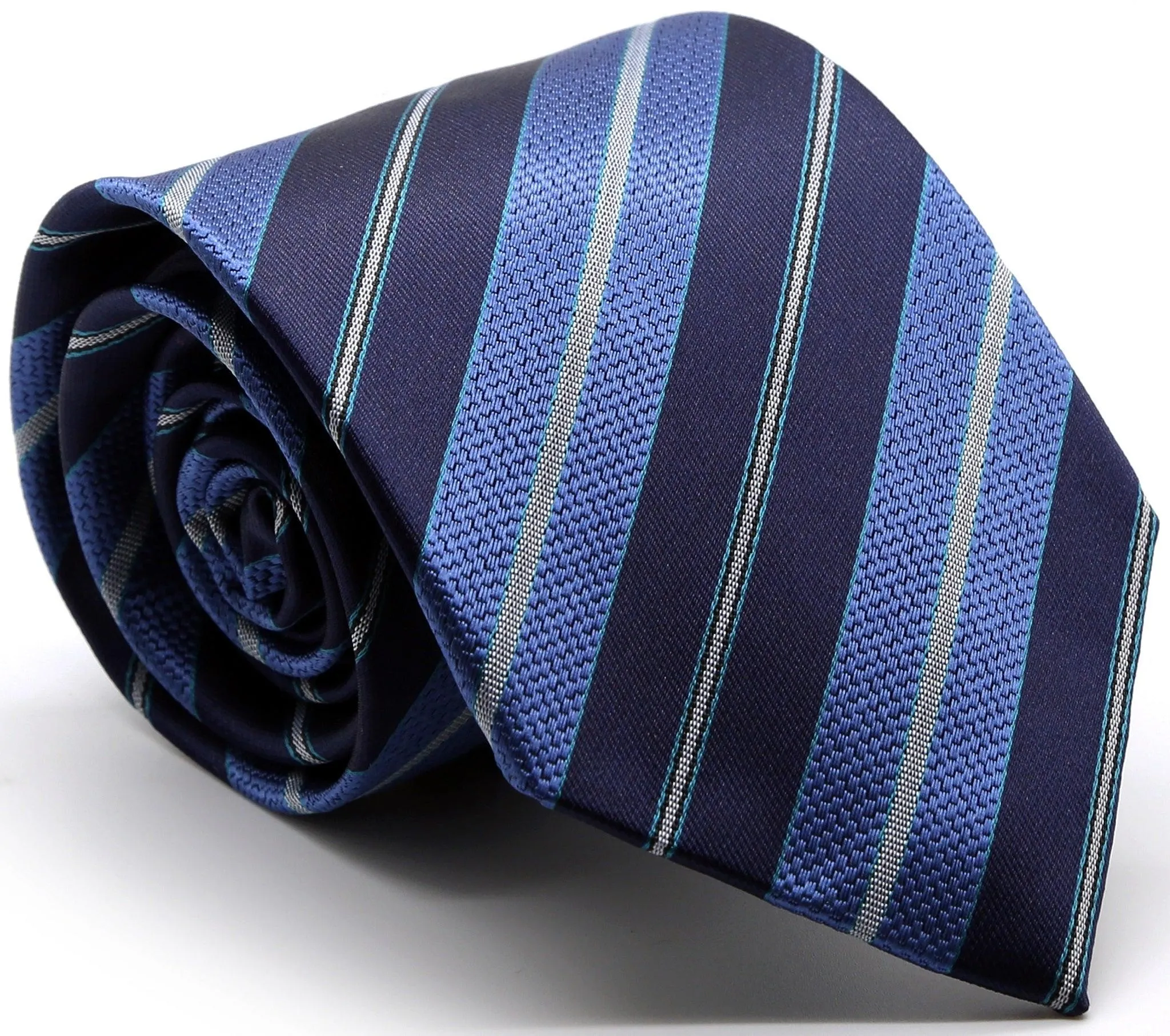 Mens Dads Classic Striped Pattern Business Casual Necktie & Hanky Set F