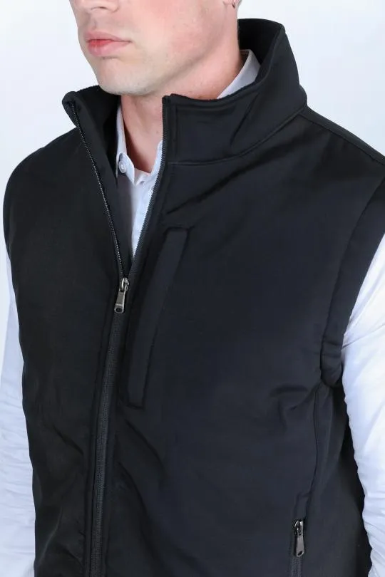 Mens SoftShell Concealed Carry Water-Resistant Vest - Black