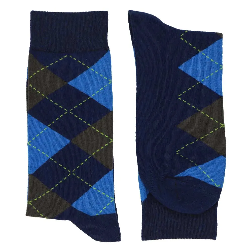 Men's Twilight Blue and Graphite Gray Argyle Socks