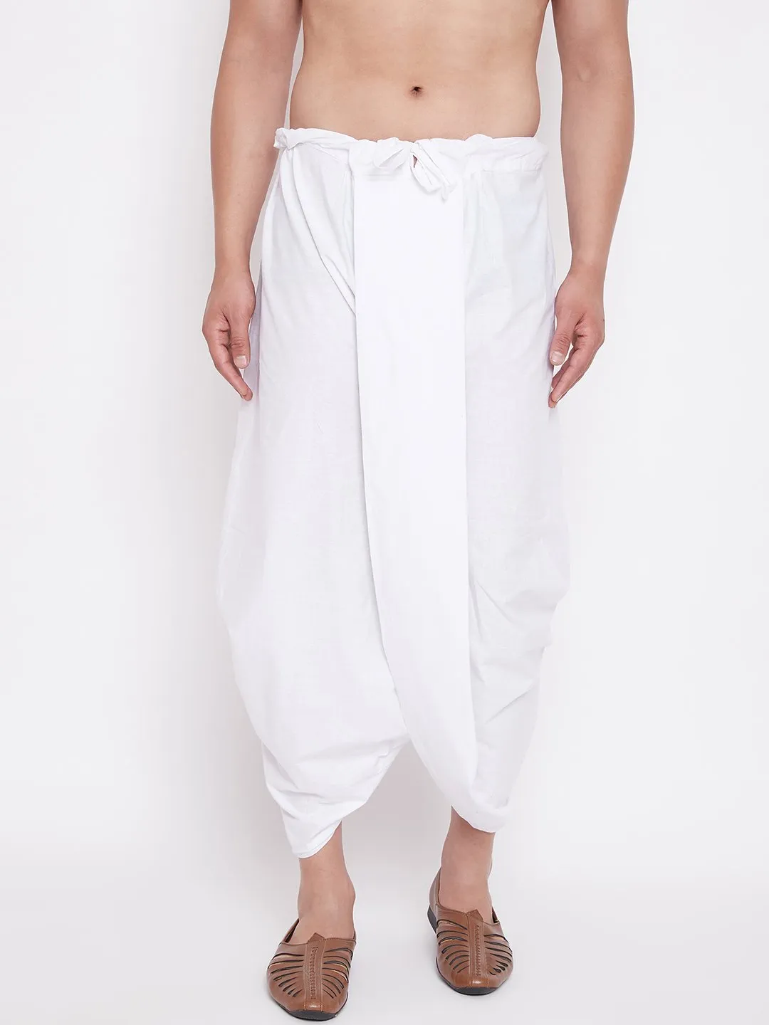 Men's White Traditional Dhoti - Vastramay