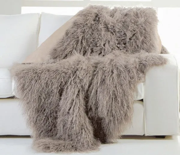 Mongolian Sheep Wool Bed Real Fur Throw Blanket