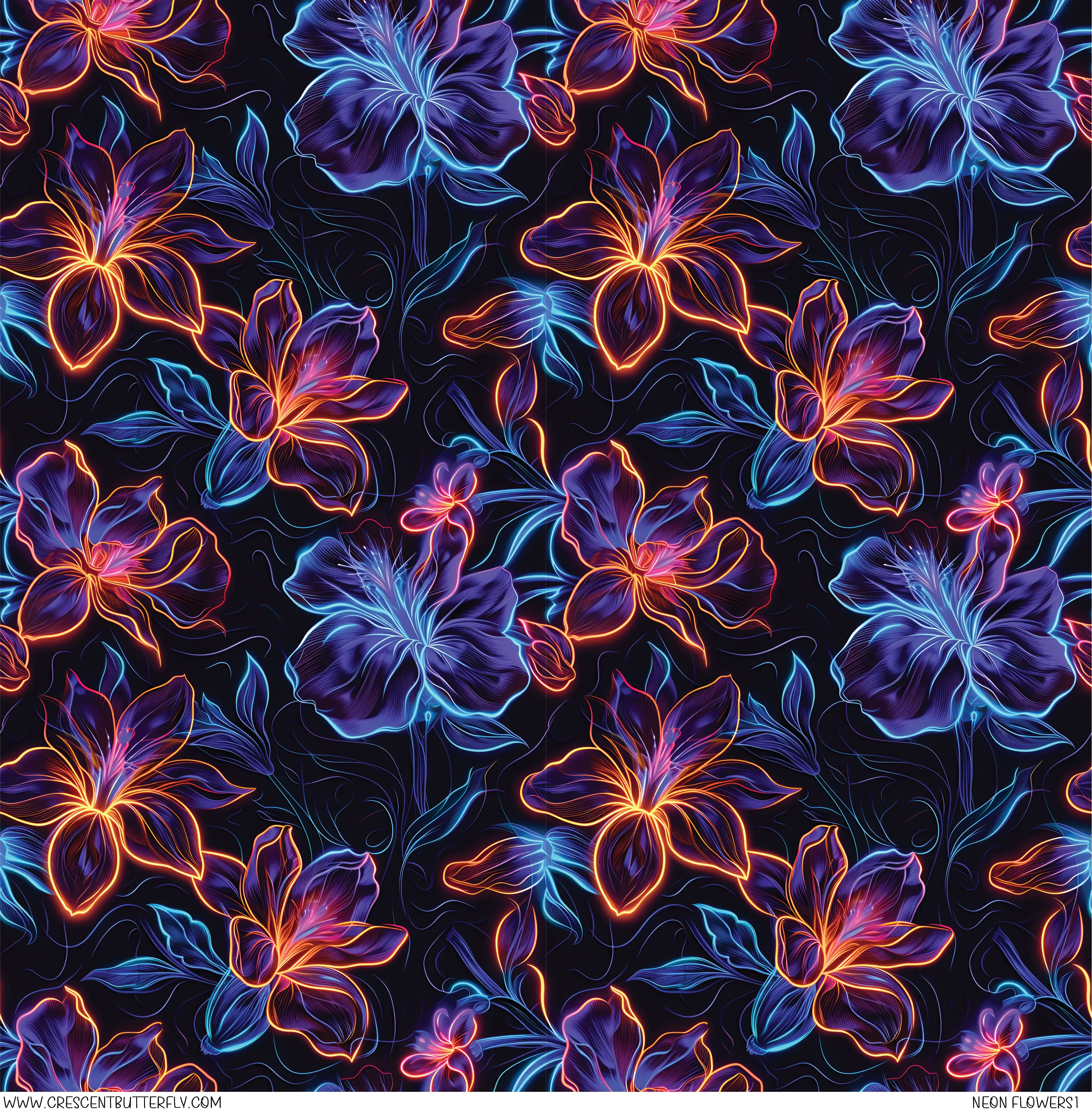 Neon Flowers 1 Pattern Vinyl Sheet/Wrap