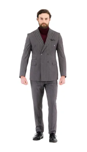 Newbury Grey Peak Lapel Double Breasted Suit - Slim Fit