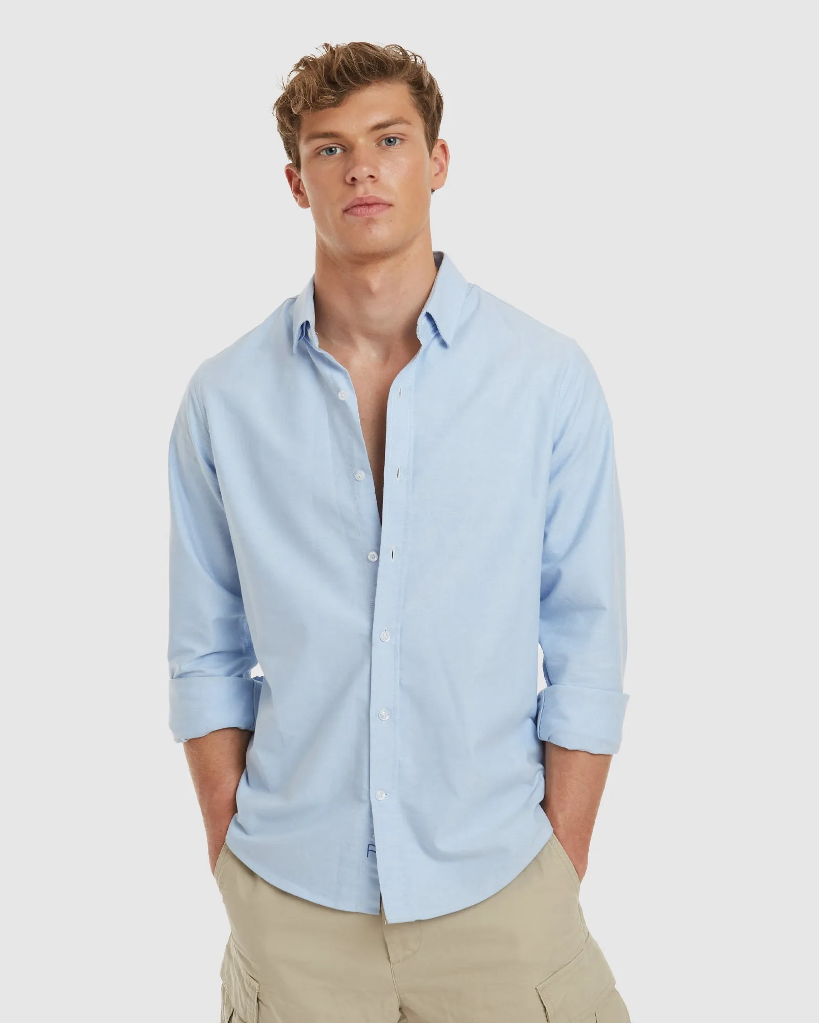 Oxford-Slim Blue Cotton Shirt