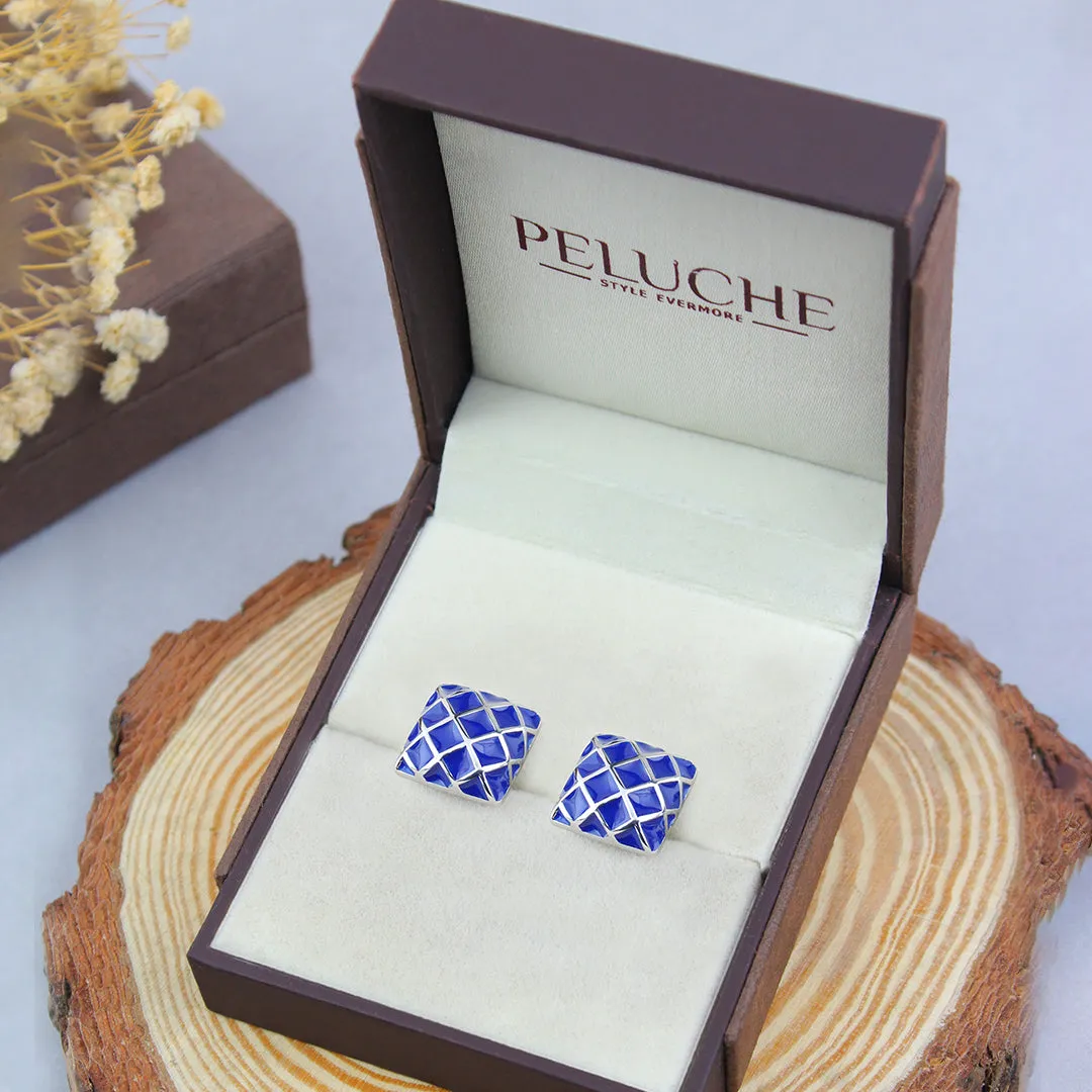 Peluche Enamel Play Blue Cufflinks