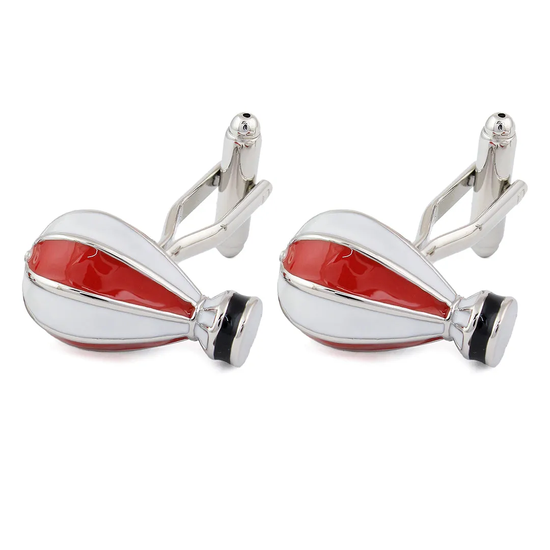 Peluche Hot Air Balloon Red and White Cufflinks