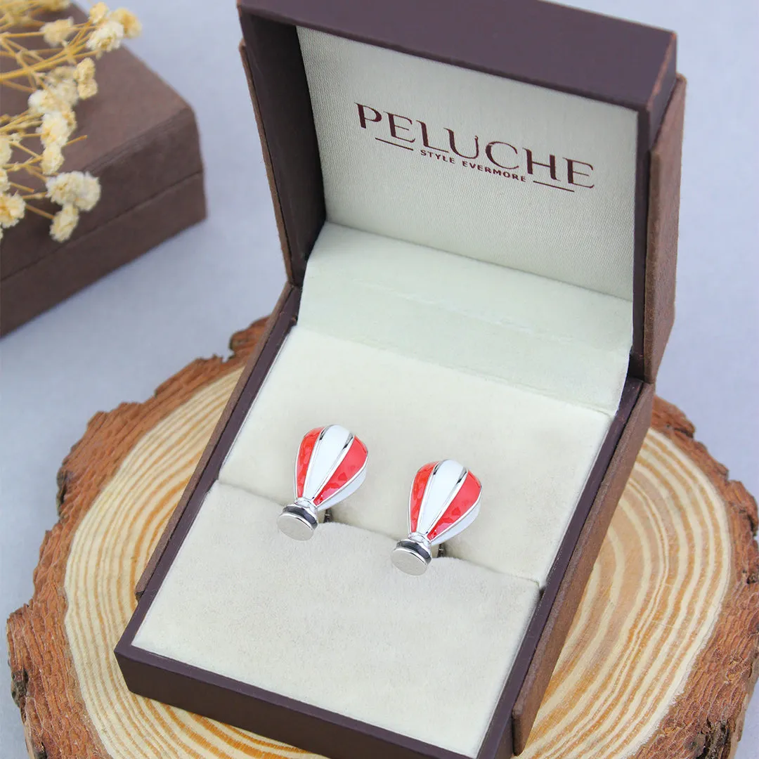 Peluche Hot Air Balloon Red and White Cufflinks