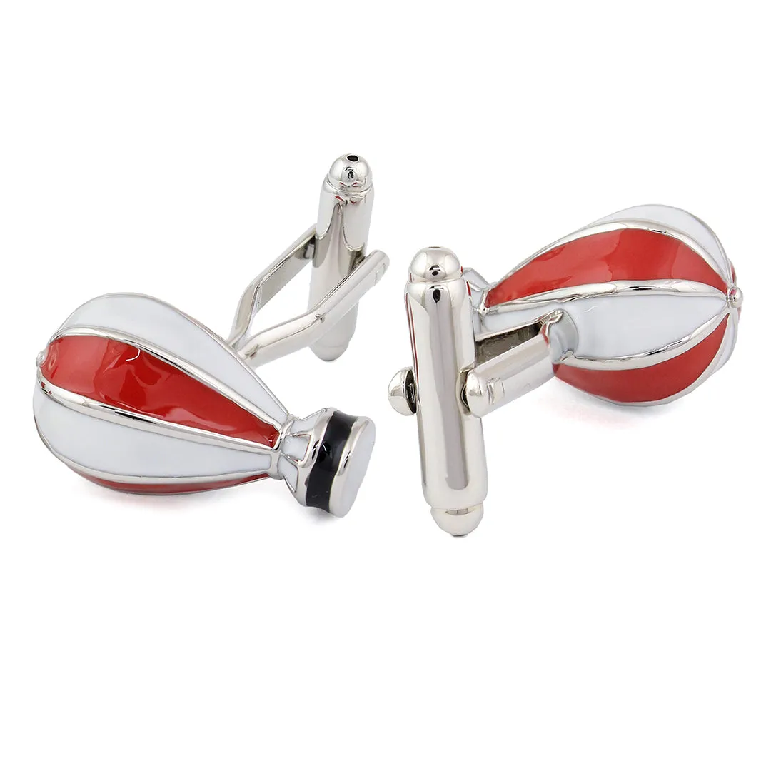 Peluche Hot Air Balloon Red and White Cufflinks