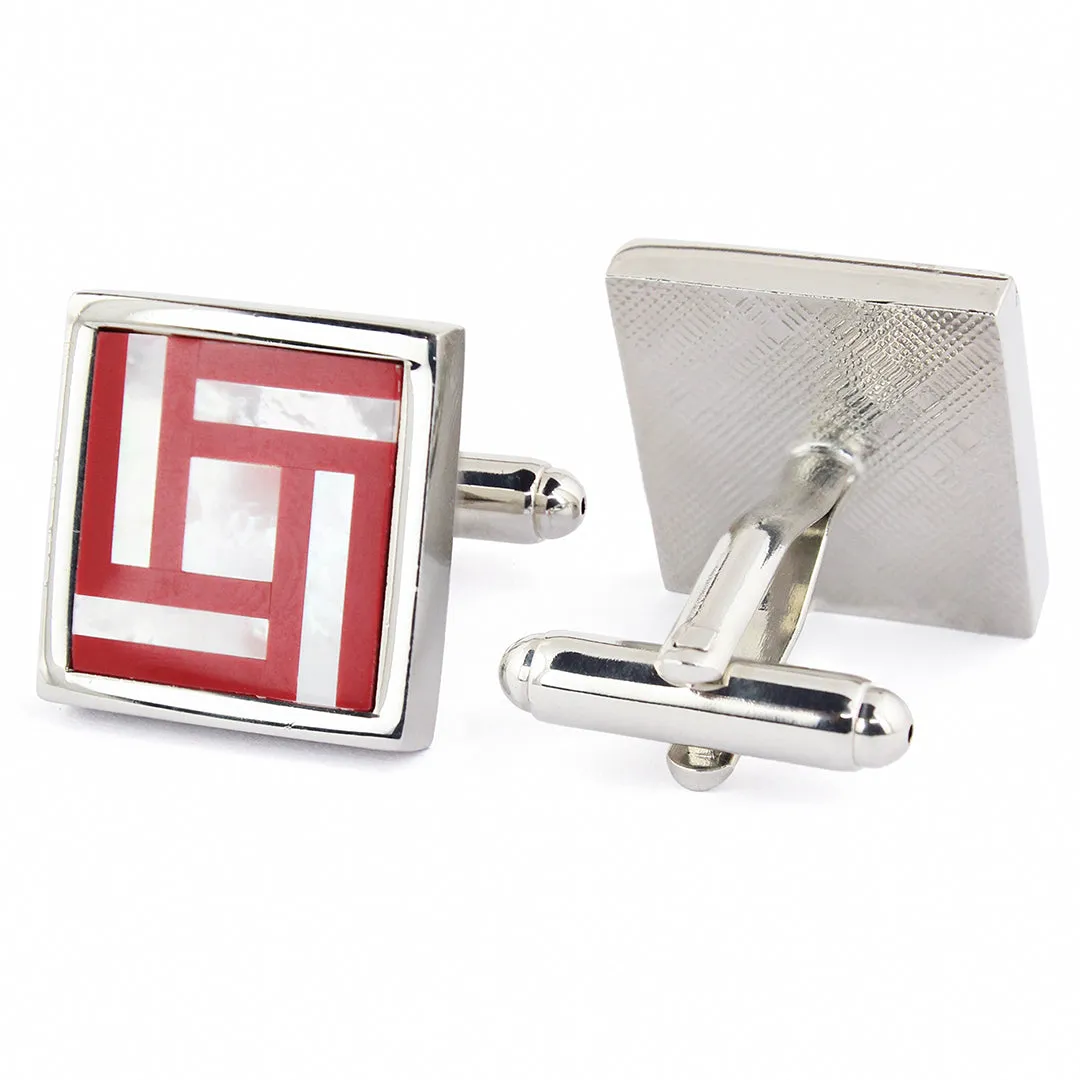 Peluche Stone Fusion Art Red Cufflinks