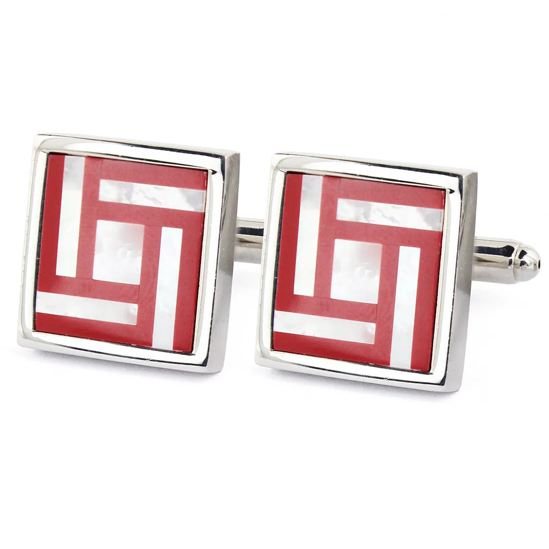 Peluche Stone Fusion Art Red Cufflinks