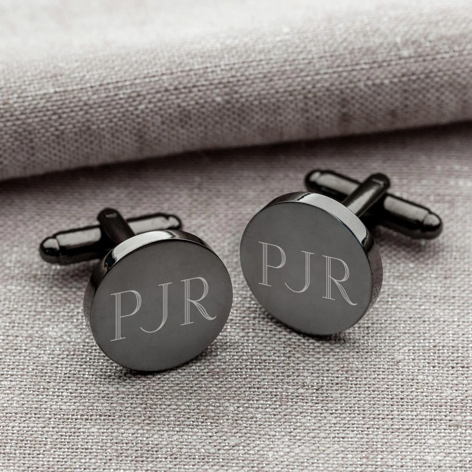 Personalized Round Gunmetal Cufflinks