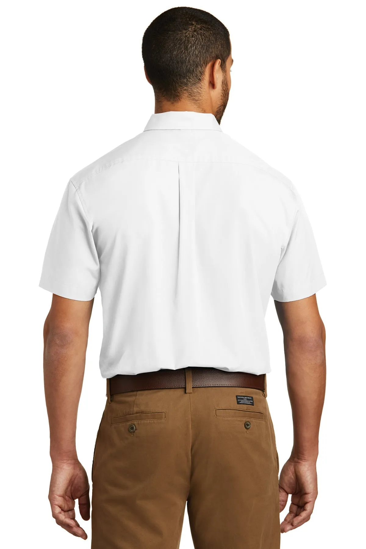 Port Authority Short Sleeve Carefree Custom Poplin Shirts, White