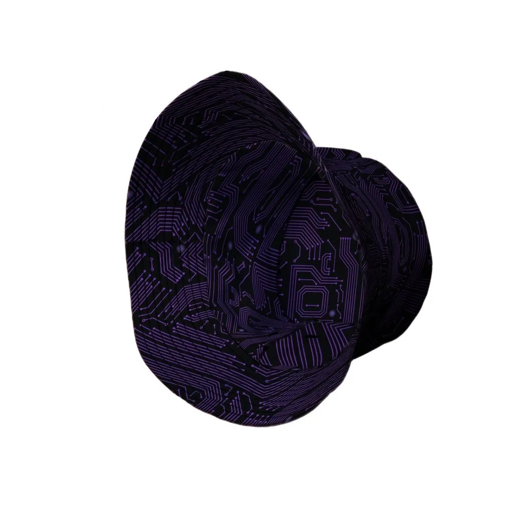 Purple Computer Circuit Board Bucket Hat