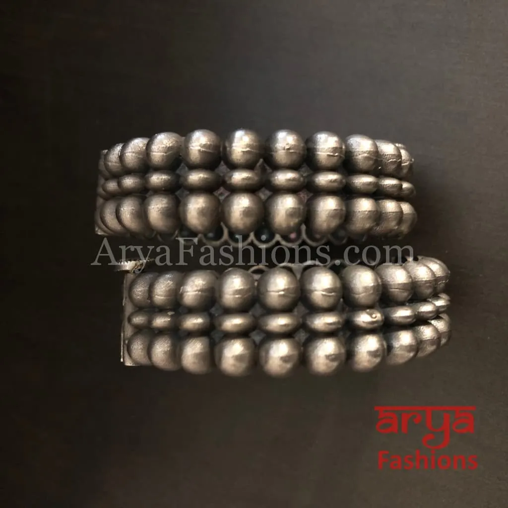 Sara Silver Oxidized Bracelet Gokhroo Bangles/ Tribal Jewelry/ Silver Ethnic Bangles