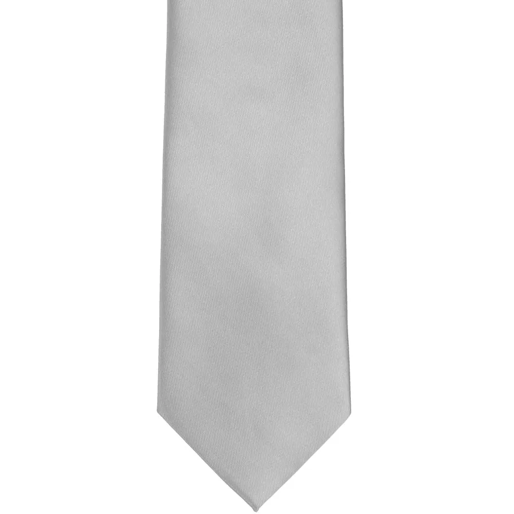 Silver Extra Long Solid Color Necktie