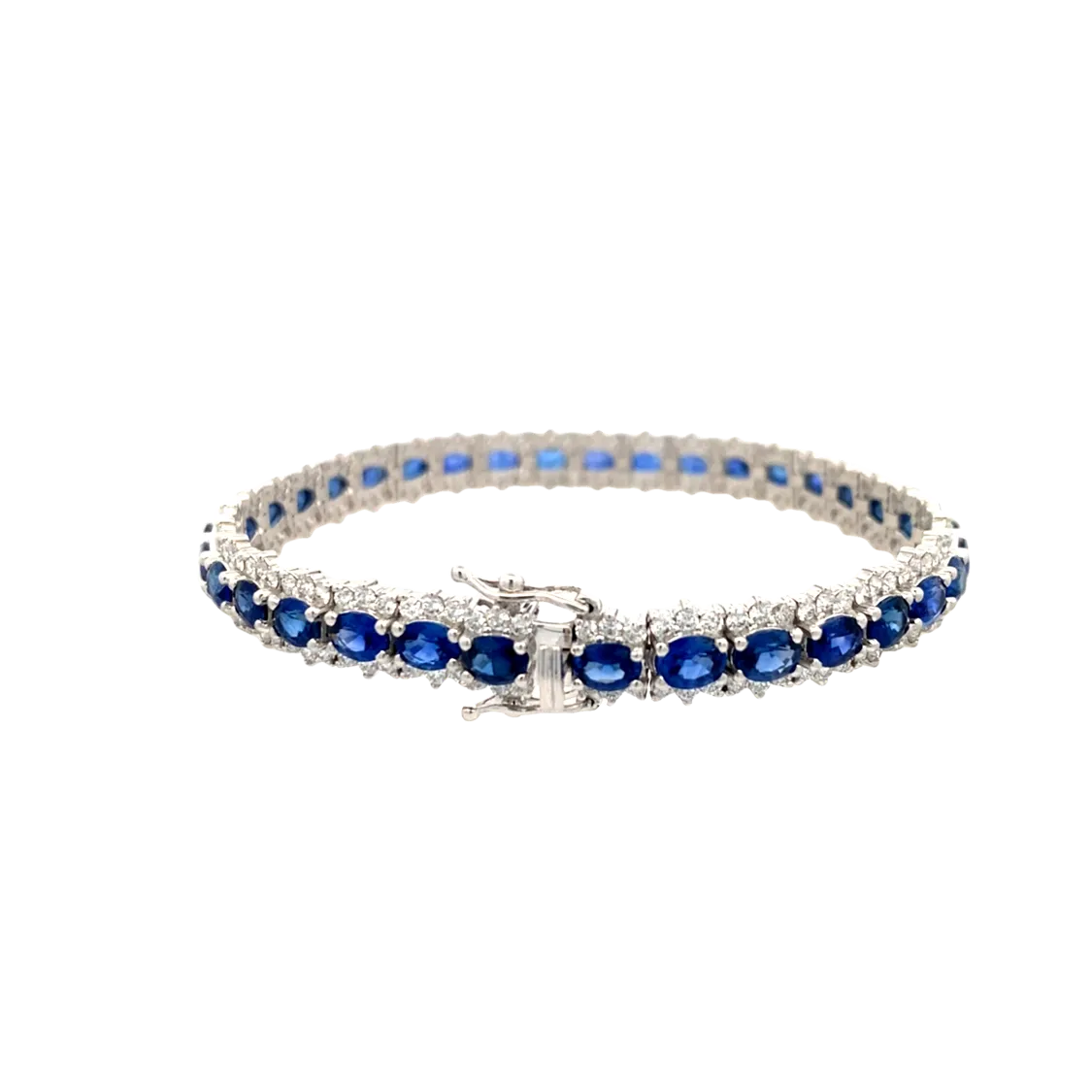 Simon G Jewelry  White Gold Sapphire & Diamond Tennis Braceelt