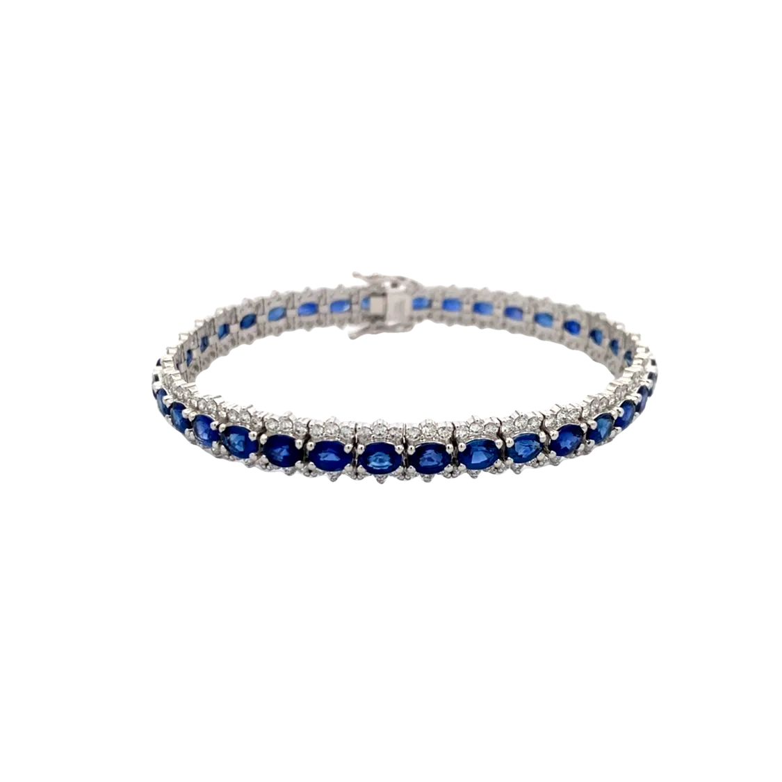 Simon G Jewelry  White Gold Sapphire & Diamond Tennis Braceelt