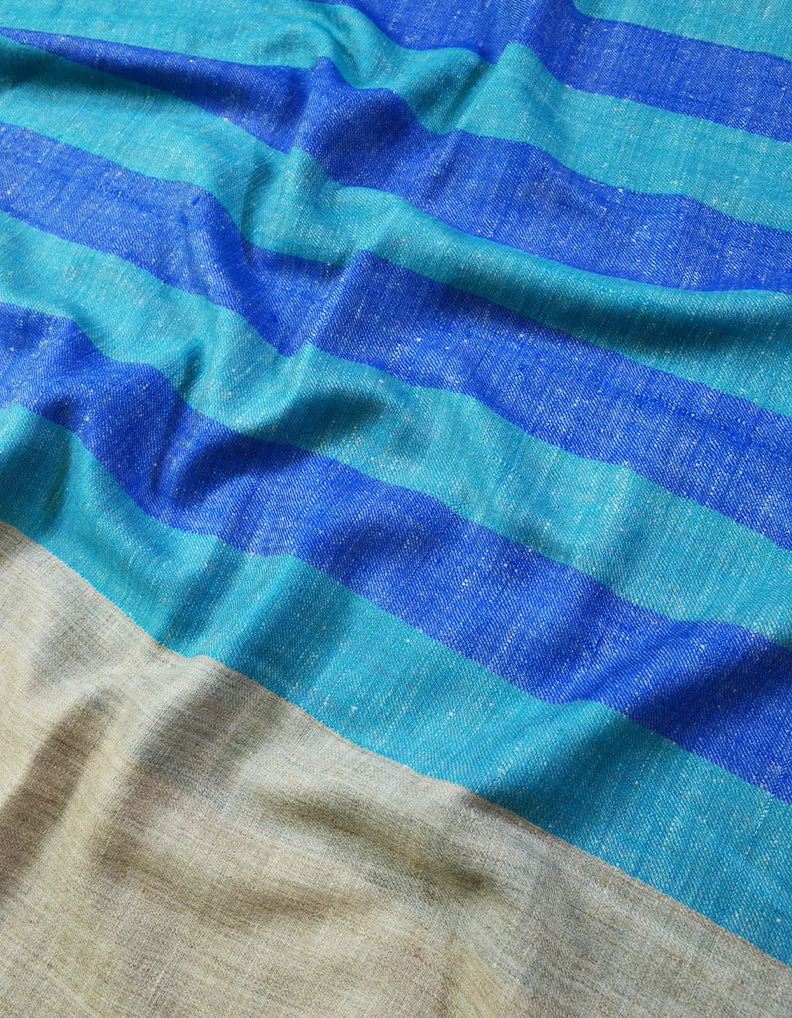 SkyBlue Blue and Brown Striped Pashmina Stole 7273