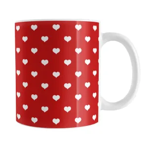 Small White Hearts Pattern Red Mug