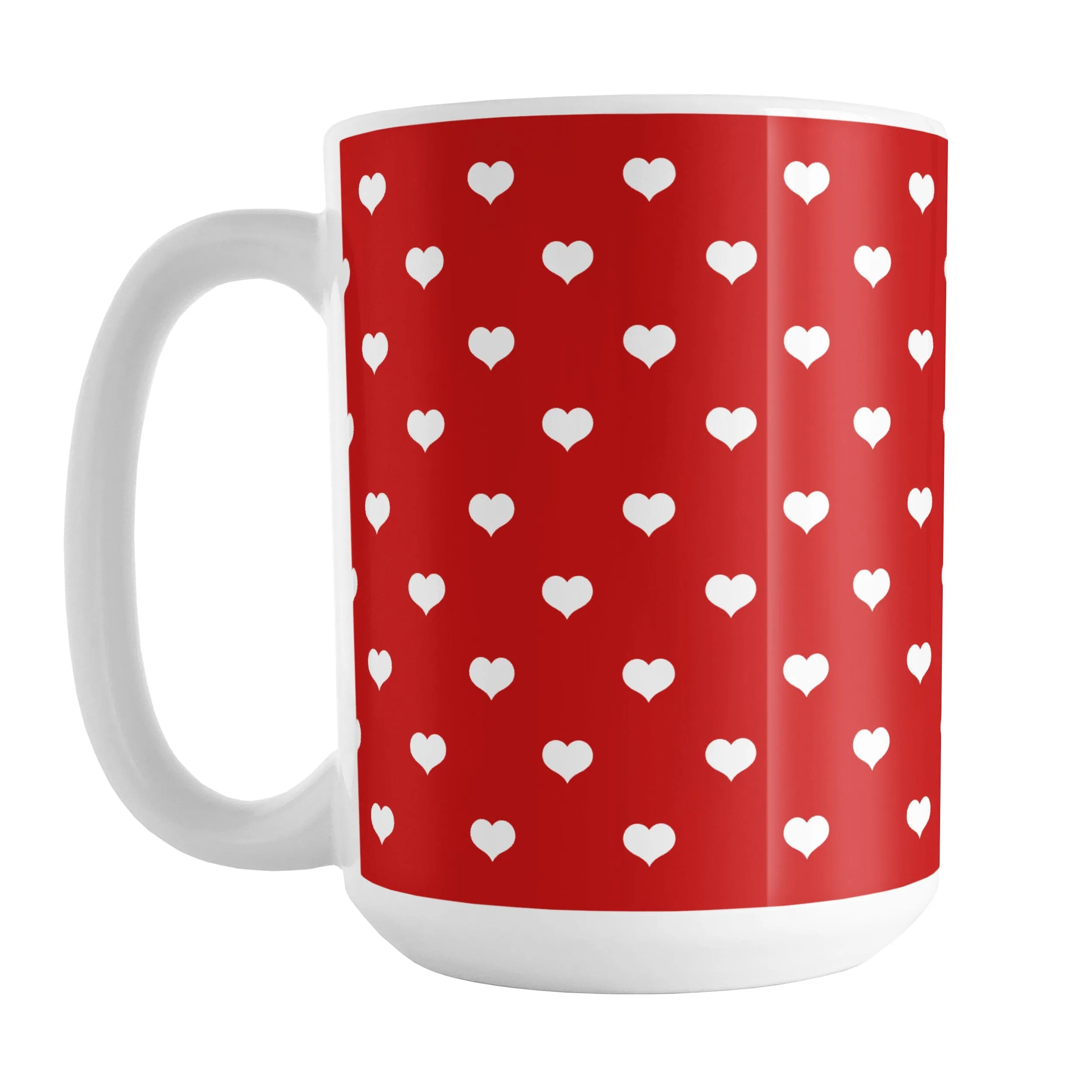 Small White Hearts Pattern Red Mug